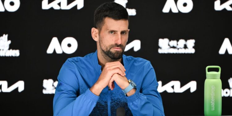 Novak Djokovic, tenista sérvio, durante coletiva de imprensa no Australian Open