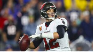 Tom Brady, ex-quarterback, atuando pelo Tampa Bay Buccaneers