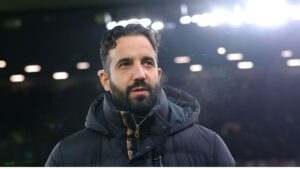 Ruben Amorim, técnico do Manchester United, durante partida contra o Rangers, válida pela Europa League