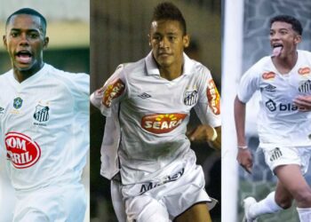 Neymar foi orientado por Robinho e, agora, pode ser o 'mestre' de seu filho, Juninho.