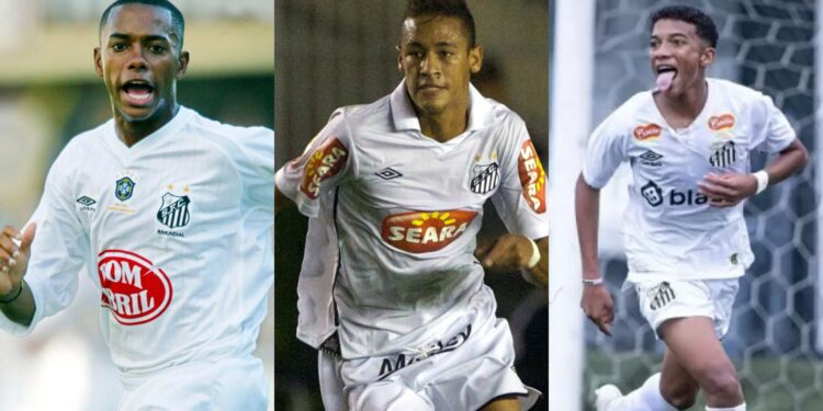 Neymar foi orientado por Robinho e, agora, pode ser o 'mestre' de seu filho, Juninho.