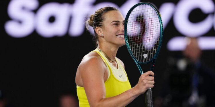 Sabalenka comemora vitória na semifinal do Australian Open