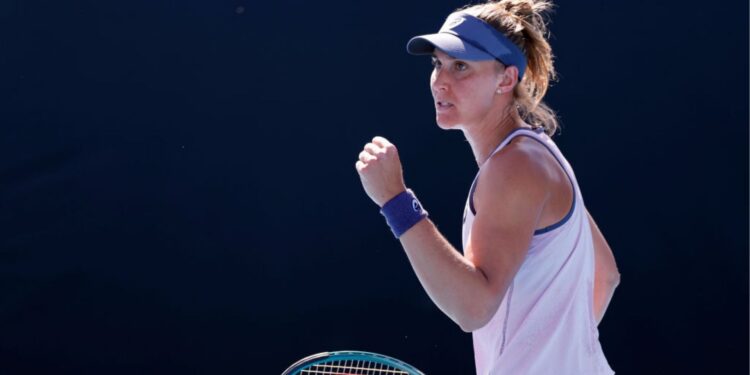 Bia Haddad comemorando ponto no Australian Open