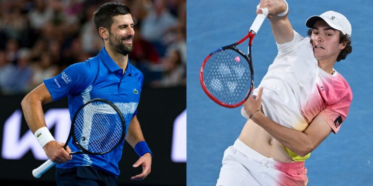Novak Djokovic e João Fonseca.