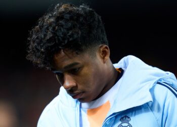 Endrick na última partida do Real Madrid, contra o Valencia, válida pela LALIGA
