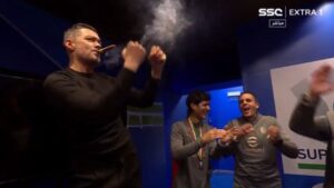 Sérgio Conceição vibra após vitória em Inter x Milan.