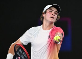 João Fonseca em ação no Australian Open