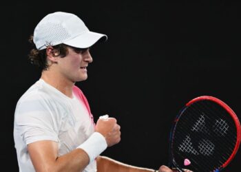 João Fonseca em ação no Australian Open