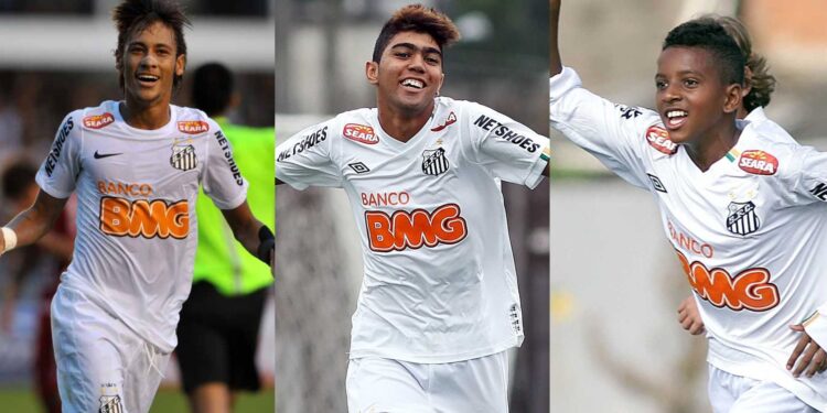 Neymar, Gabigol e Rodrygo jogaram no Santos no mesmo ano, mas em categorias diferentes