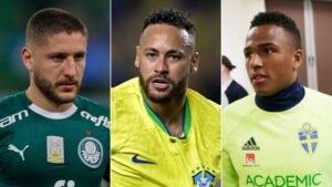 Reforços do Santos, Zé Rafael, Neymar e Niclas Eliasson em montagem