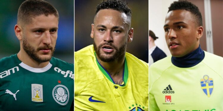 Reforços do Santos, Zé Rafael, Neymar e Niclas Eliasson em montagem
