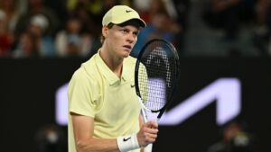 Jannik Sinner na grande final do Australian Open, contra Alexander Zverev