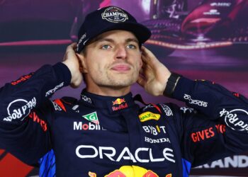 Max Verstappen após conquistar seu quarto título mundial da F1, no GP de Las Vegas