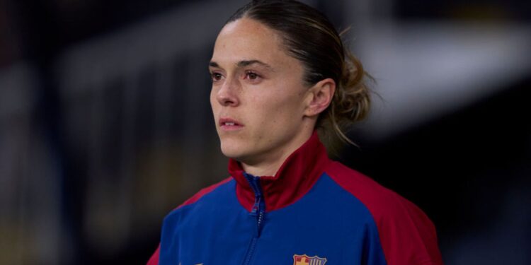 Mapi León, jogadora do Barcelona, antes de jogo contra o Manchester CIty, válido pela Champions League feminina