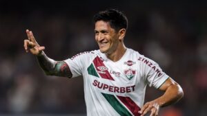 Germán Cano, do Fluminense, comemora gol marcado contra o Águia de Marabá