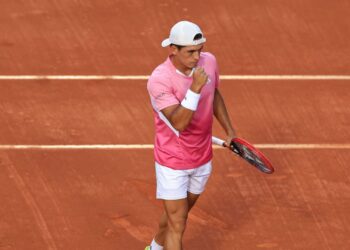 Sebástian Báez em ação no Rio Open.