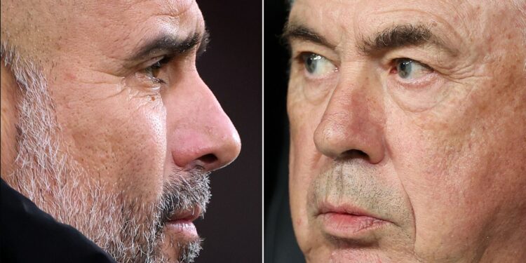 Pep Guardiola e Carlo Ancelotti se encaram em City x Real Madrid.