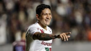 Germán Cano, do Fluminense, comemora gol marcado contra o Caxias