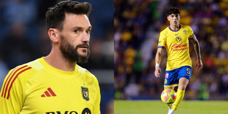 Na imagem à esquerda, Hugo Lloris, do Los Angeles FC. Na imagem à direita, Kevin Álvarez, do América-MEX