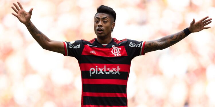 Bruno Henrique, do Flamengo, durante partida contra o Internacional, válida pelo Brasileirão 2024
