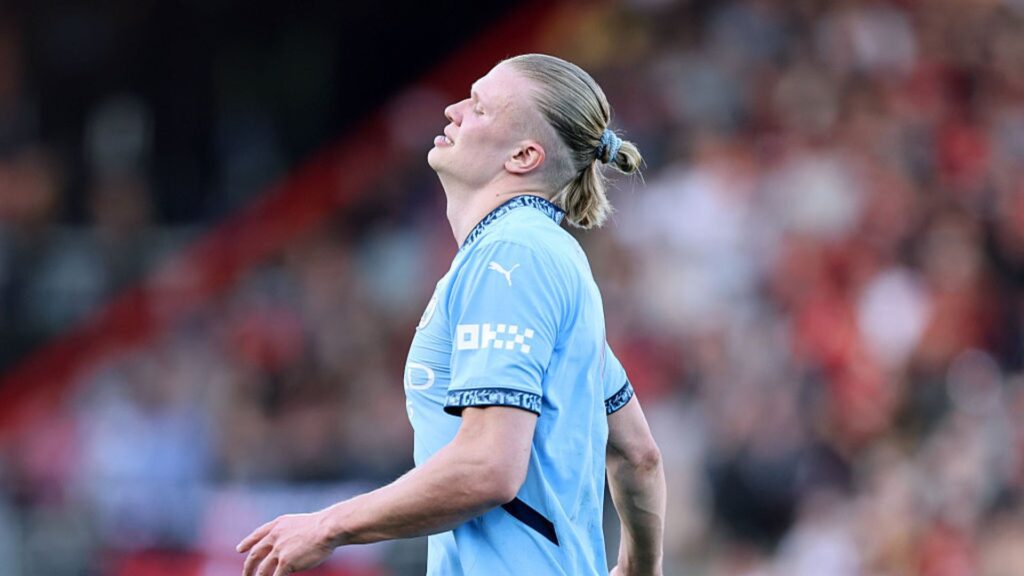 Erling Haaland, do Manchester City, durante partida contra o Bournemouth