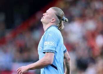 Erling Haaland, do Manchester City, durante partida contra o Bournemouth