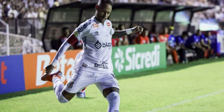Neymar, do Santos, durante partida contra a Inter de Limeira, válida pelo Paulistão 2025