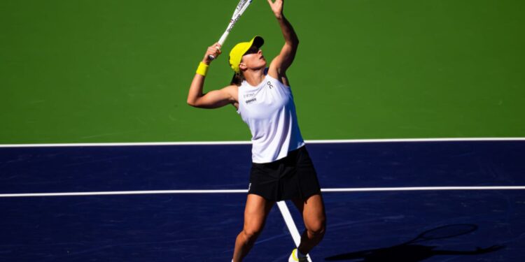 Iga Swiatek em ação em Indian Wells