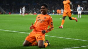 Endrick comemora gol pelo Real Madrid