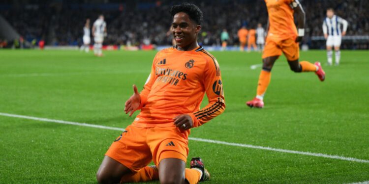 Endrick comemora gol pelo Real Madrid