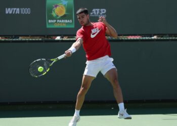 Alcaraz em ação em Indian Wells