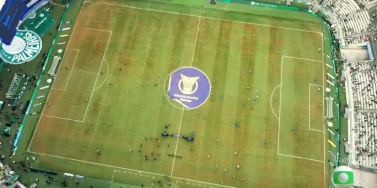 Foto aérea do gramado do Allianz Paruqe