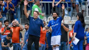 Pedro Lourenço na apresentação de Gabigol no Cruzeiro