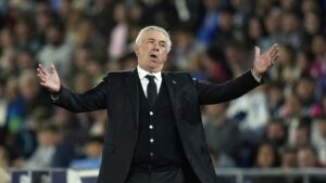 Carlo Ancelotti, treinador do Real Madrid, durante partida contra o Getafe