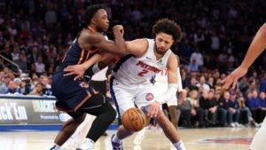 Detroit Pistons vence New York Knicks nos playoffs da NBA.