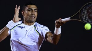 Thiago Monteiro disputou o qualifying do Aberto de Madri.