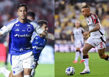 Na imagem à esquerda, Kaio Jorge, do Cruzeiro; Na imagem à direita, Everton Cebolinha, do Flamengo