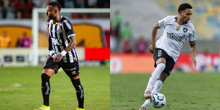 Na imagem à esquerda, Neymar, do Santos. Na imagem à direita, Vitinho, do Botafogo
