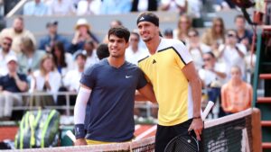 Alcaraz e Zverev, em Roland Garros 2024