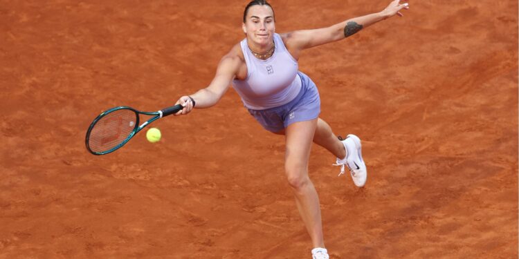 Sabalenka em ação durante derrota