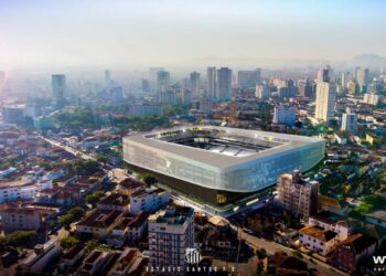 Foto conceitual da nova arena do Santos, na Vila Belmiro