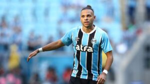 Martin Braithwaite, do Grêmio, durante partida contra o Santos
