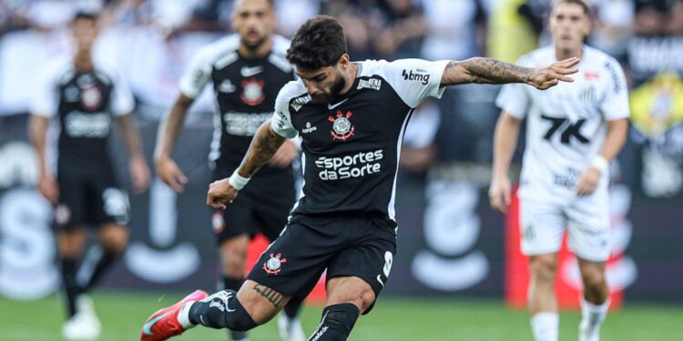Yuri Alberto, do Corinthians, durante partida contra o Santos