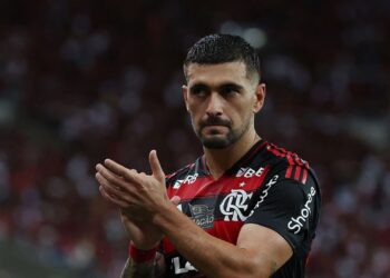Giorgian de Arrascaeta, do Flamengo, durante partida contra o Bahia