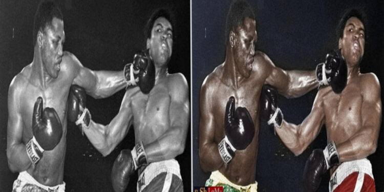 Muhammad Ali e Joe Frazier - Créditos;https://www.deviantart.com
