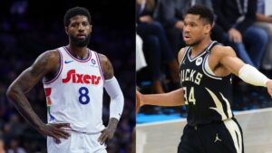 Paul George e Giannis Antetokounmpo na NBA (Créditos: Getty Images)