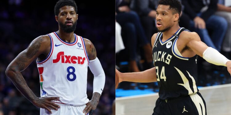 Paul George e Giannis Antetokounmpo na NBA (Créditos: Getty Images)