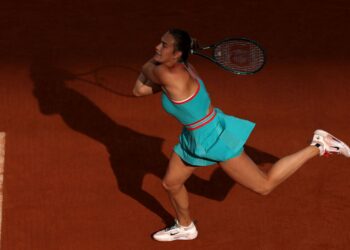 Aryna Sabalenka em Roland Garros.