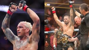 Na imagem à esquerda, Charles do Bronx, lutador brasileiro de MMA. Na imagem à direita, Alexandre Pantoja, lutador brasileiro de MMA