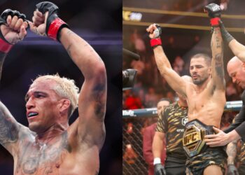 Na imagem à esquerda, Charles do Bronx, lutador brasileiro de MMA. Na imagem à direita, Alexandre Pantoja, lutador brasileiro de MMA